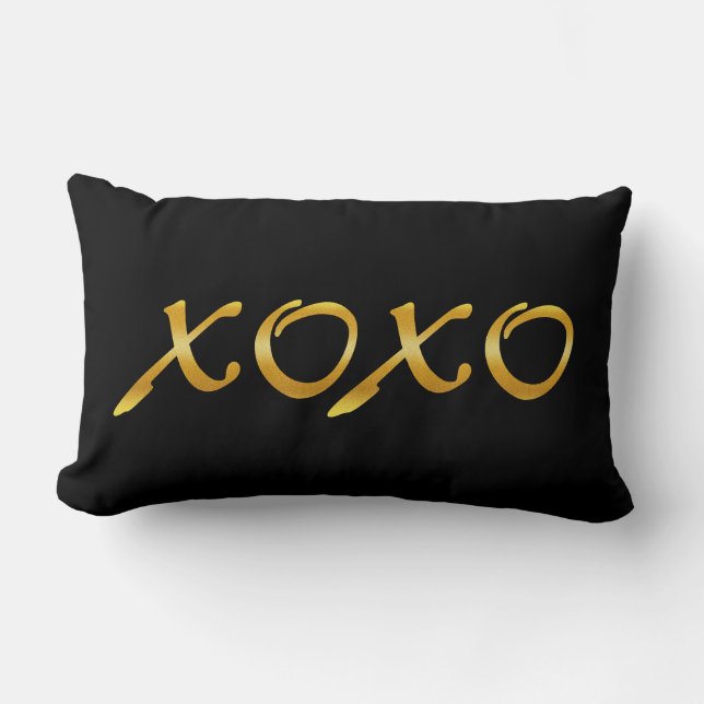 Coussin Rectangle XOXO en or et noir (Recto)