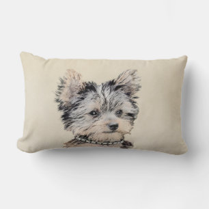 Coussin Rectangle Yorkshire Terrier Puppy Peinture Chien original