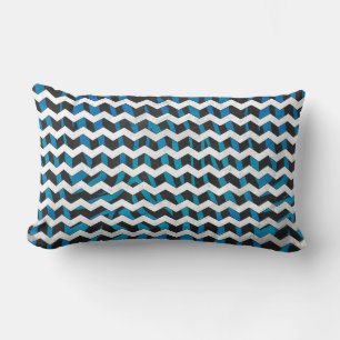 Coussin Rectangle Zebra Chevron noir et bleu