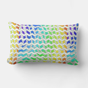 Coussin Rectangle Zebra Chevron Rainbow et White Print