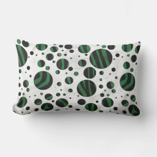 Coussin Rectangle Zebra noir et vert Polka point