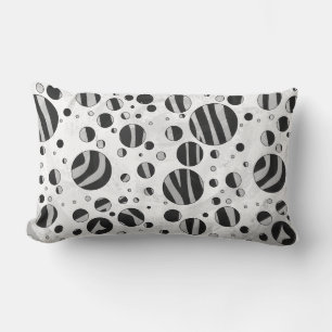 Coussin Rectangle Zebra Polka point noir et gris clair