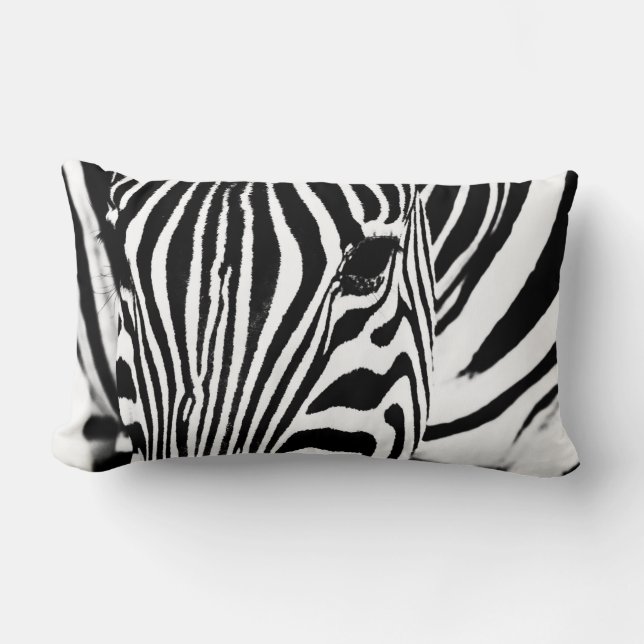 Coussin Rectangle Zebra portrait noir et blanc (Recto)