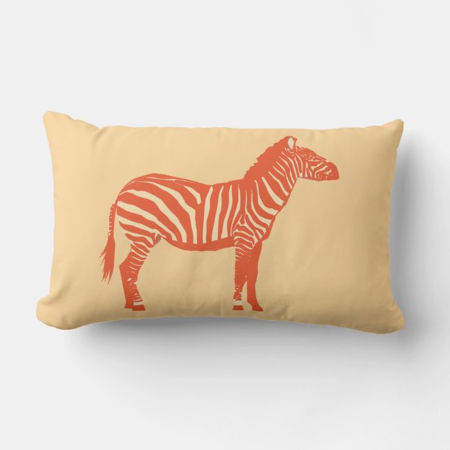 Coussin Rectangle Zèbre - Mandarin et orange clair (Recto)