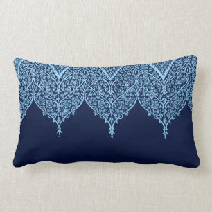 Coussin Rectangle Zen vintage floral bleu de motif indien antique