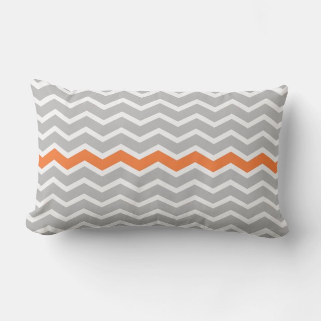 Coussin Rectangle Zigzag gris et blanc de Chevron avec la rayure (Recto)