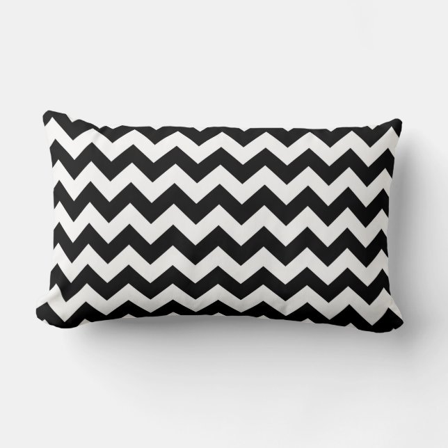 Coussin Rectangle Zigzag noir et blanc (Recto)