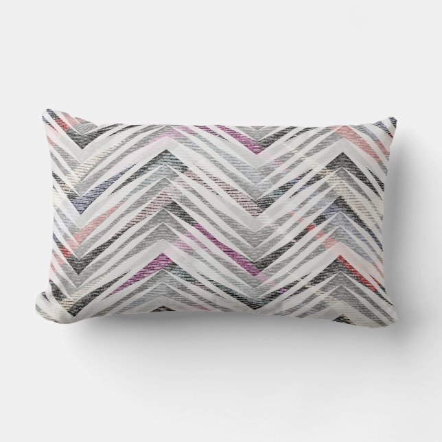 Coussin Rectangle Zigzag texturé gris (Recto)