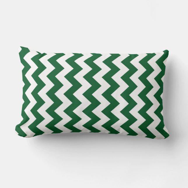 Coussin Rectangle Zigzag vert et blanc (Recto)