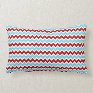 Coussin Rectangle Zigzags rouges de Chevron de turquoise turquoise à
