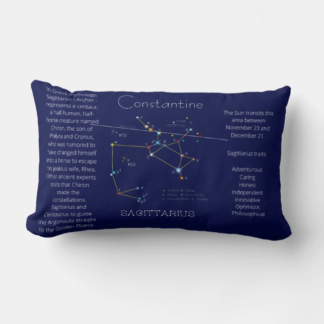 Coussin Rectangle Zodiac Constellation Sagittaire Funny Unique (Recto)