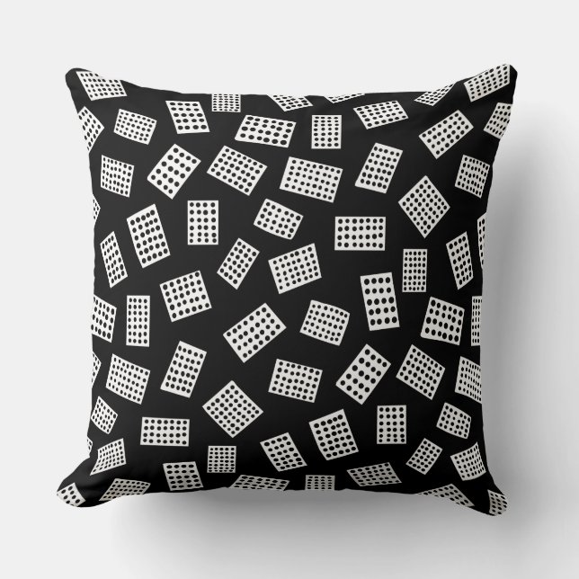 Coussin Rectangles Abstraites 081122 - Blanc sur noir (Recto)