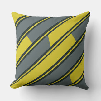 Coussin Rectangles diagonaux en jaune et gris foncé