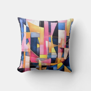 Coussin Rectangles et Triangles Abstraction Géométrique