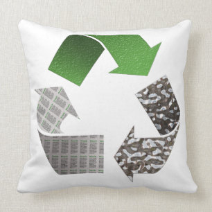 Coussin Recycler l'oreiller à lancer des symboles