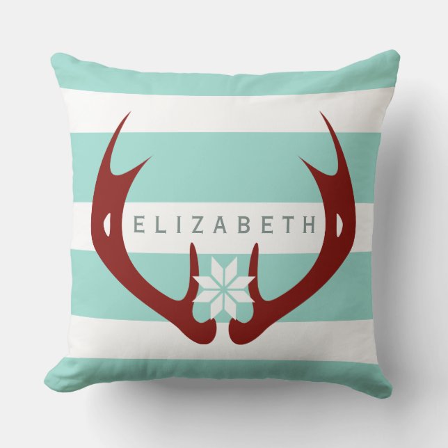 Coussin Red Antlers Snowflake 2 - Bleu (Recto)