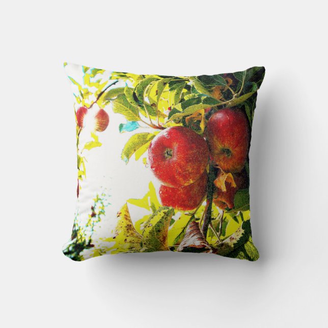 Coussin "Red Apples Tree On Sunny Day" Photo Mignonne. Com (Recto)