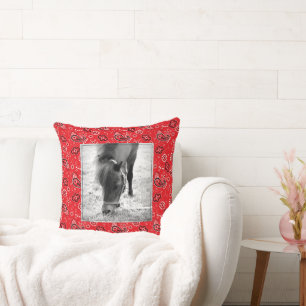 Coussin Red Bandana Horse PHOTO Pet NOM Année Décor de la