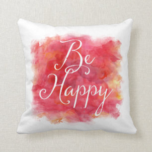 Coussin Red Be Happational Inspirational Watercolor Citati