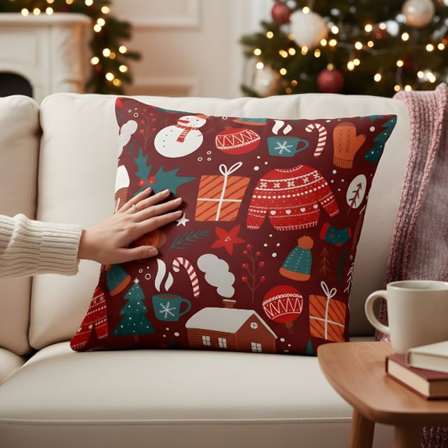 Coussin Red Christmas Pillow – Festive Holiday Design (Créateur téléchargé)