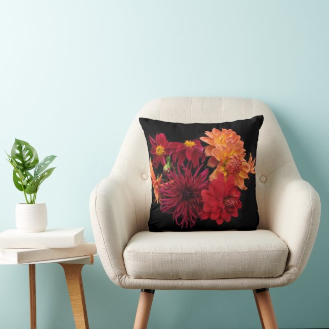 Coussin Red Dahlias (Chaise)