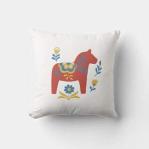 Coussin Red Dala Horse Swedish Folk Art