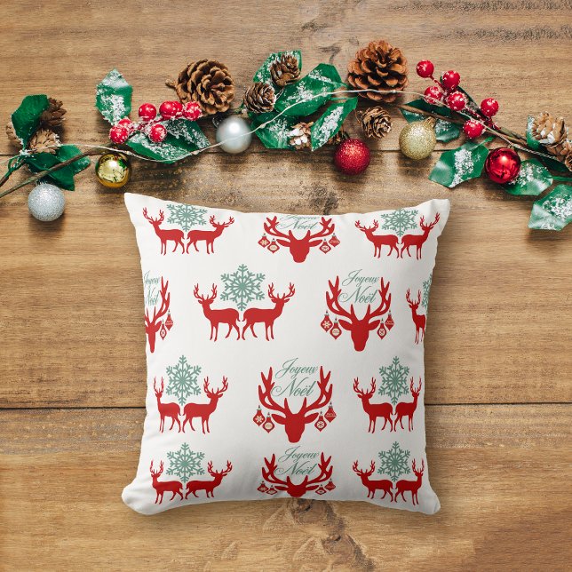 Coussin Red Deer Antlers Motif Cabine Motif de Noël (Créateur téléchargé)