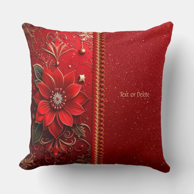 Coussin Red Flower Holiday Throw Pillow (Recto)