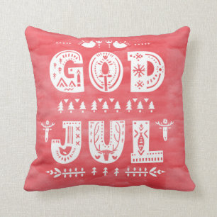 Coussin Red God Jul Swedish Christmas Scandi Style Script