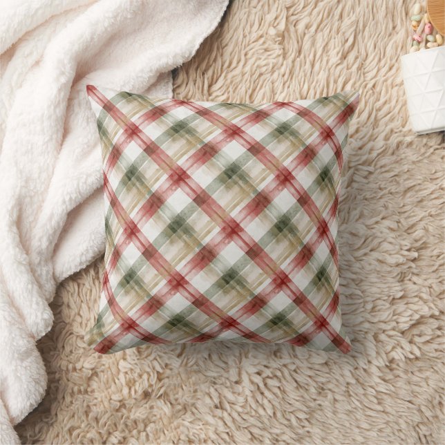 Coussin Red Green Cream Stripes Christmas (Couverture)
