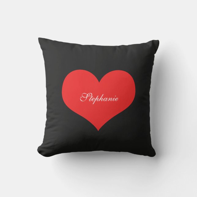 Coussin Red Heart Nom personnalisé Monograms Cadeau Favori (Recto)