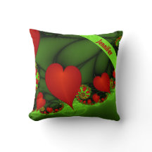Red Hearts Lime Green Modern Abstrait Nom fractal