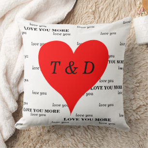Coussin Red Hearts Vous Aimez Plus Monogramme