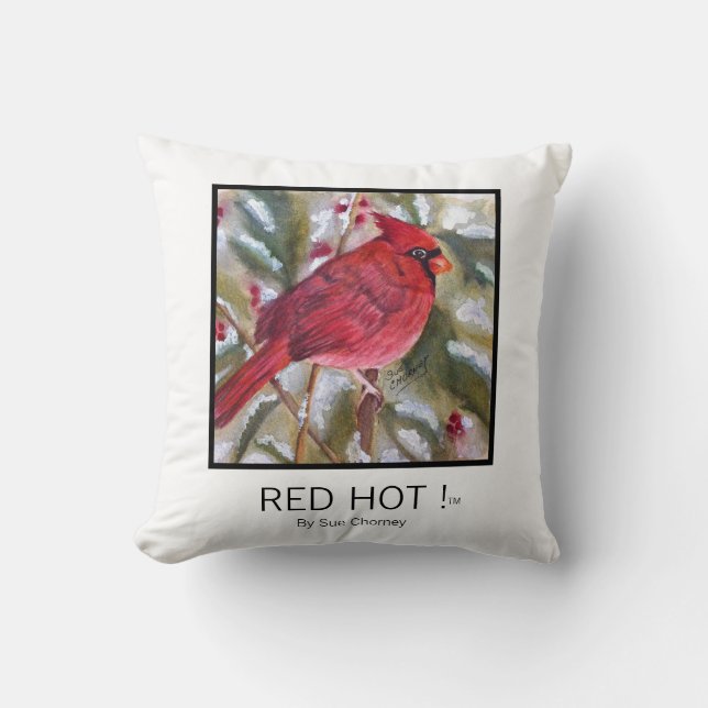 Coussin RED HOT Christmas Cardinal (Recto)