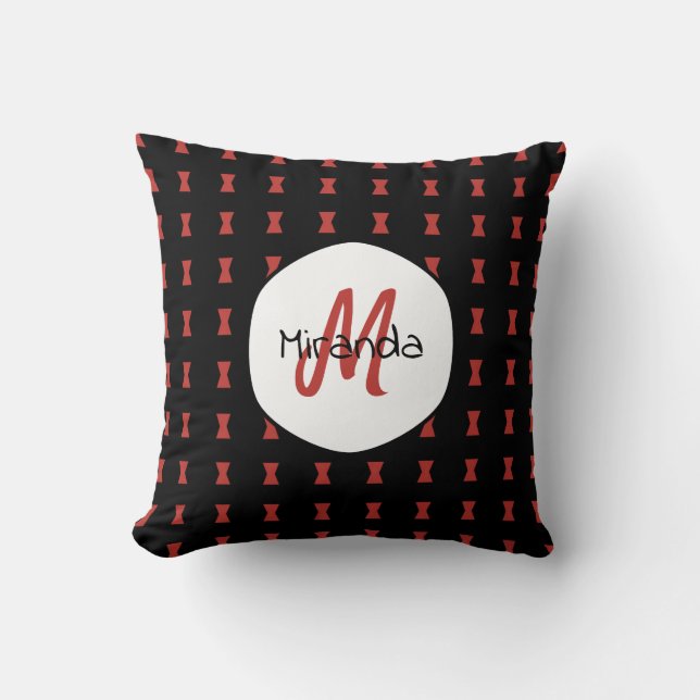 Coussin Red Hourglass Black Widow Motif Nom monographique (Recto)