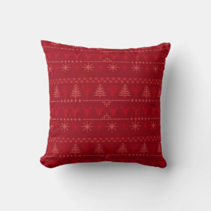 Coussin Red Nordic Knit Motif Jeu d'oreiller