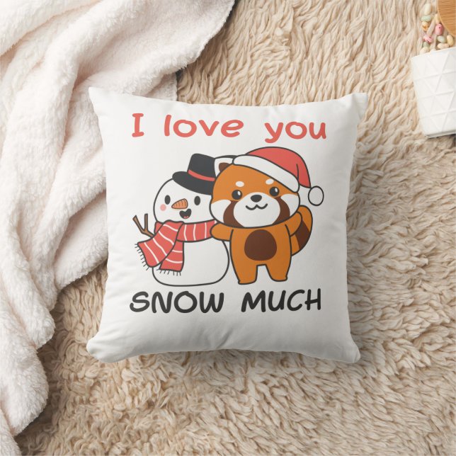 Coussin Red Panda I Love You Snow Much Snow Pun (Couverture)