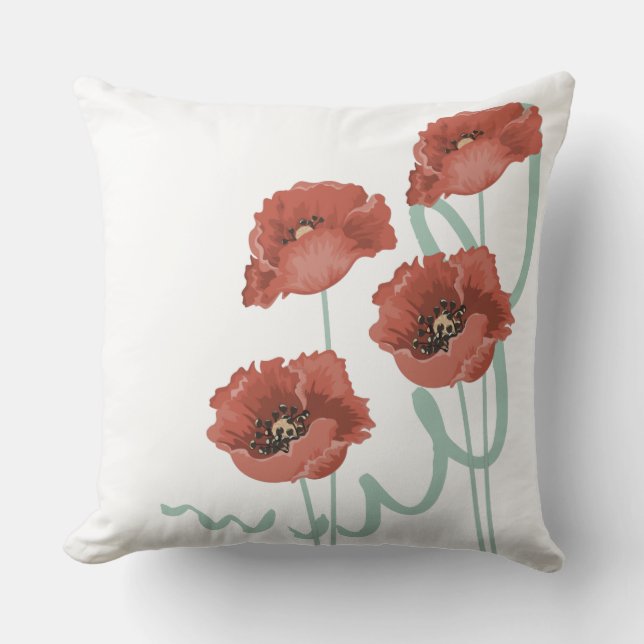 Coussin Red Peonies (Recto)