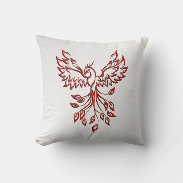 Coussin Red Phoenix se lève Silver (Recto)