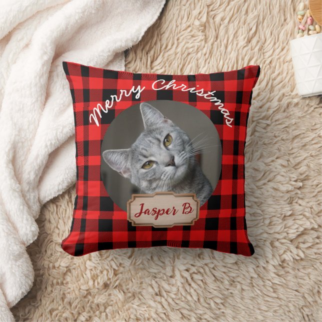 Coussin Red Plaid Noël vacances pour animaux de compagnie  (Couverture)