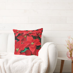Coussin Red Poinsettia Holiday