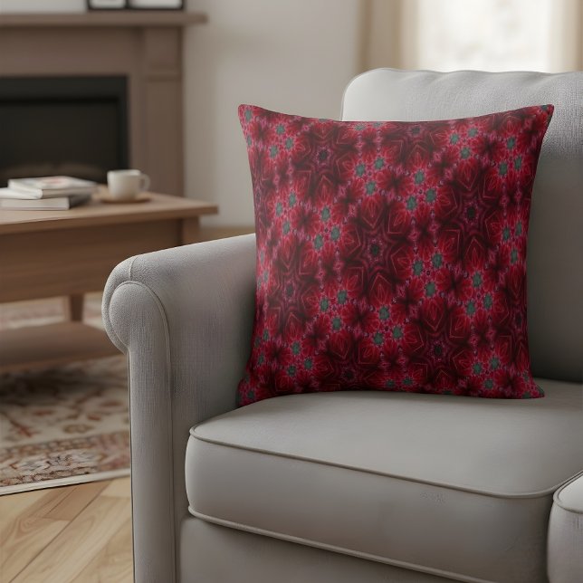 Coussin Red Rose Kaleidoscope Floral Pattern (Créateur téléchargé)