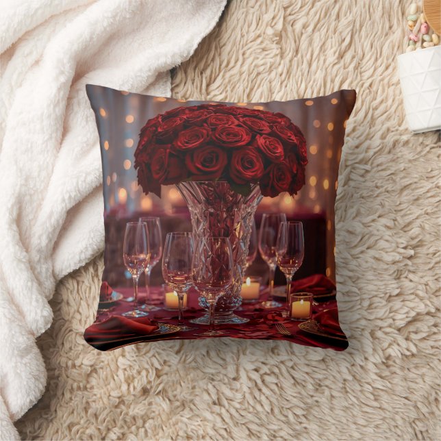 Coussin Red Rose Romantic Valentine Decorative Sofa Pillow (Couverture)