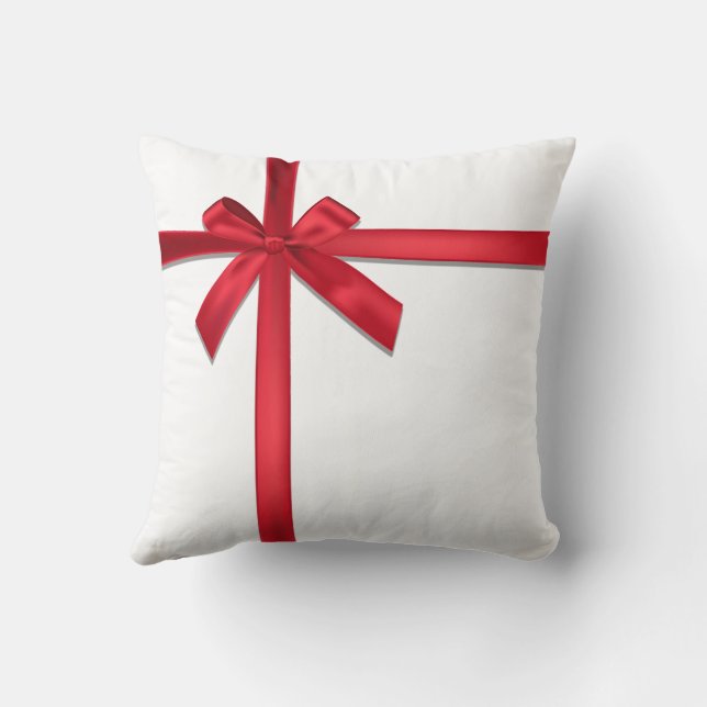 Coussin Red Satin Ribbon Bow Fête de Noël (Verso)