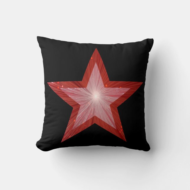 Coussin Red Star imprimé carré de jeton noir (Recto)