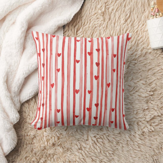 Coussin Red Stripes & Coeurs (Couverture)