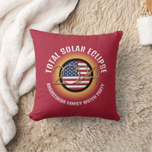 Coussin Red USA Souvenir 2024 TOTAL SOLAR ECLIPSE Famille