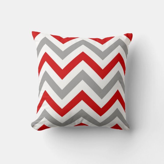 Coussin Red, White, Dk Gray Large Chevron Zig Zag (Recto)