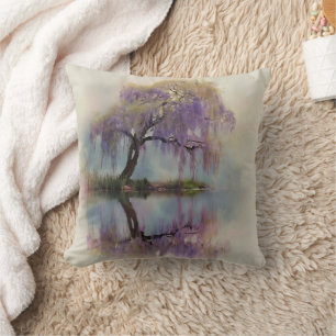 Coussin Reflet d'arbre de saule serein Art de la nature (6