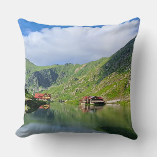 Coussin Reflet du lac Bâlea – Impression alpine des Carpat